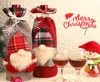 Noel Şarap Şişesi Çanta Tatilini Kapsar Noel Baba Şampanya Şişeleri Kapak Home8113509 için Kırmızı Merry Masa Süslemeleri