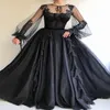 2019 Black Gothic Wedding Dresses With Long Sleeves Ball Gown Non White Black Bridal Gowns For Non Traditional Wedding Custom Made 200p