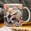 Tasses 3d fleur animal éléphant en céramique peinture tasse tasse tasse tasse de thé à thé