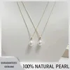 XF800 18K Yellow Gold Natural Freshwater Pearl Pendant Necklace Women White Water Droplet Pearl Gift With S925 Chain 240422