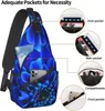 Backpack Blue Flower Sling per donne Crossbody con sacchetti di corda tascabile con cerniera arrampicata per la sacca da daypack casual Travel