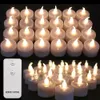 24 -stcs flikkeren LED kaarsen tealights noremoteremote controle kaarsen vlamloos met batterij voor huwelijkshome kerstdecors 240430