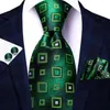Bow Ties Hi-Tie Green Box Novelty Silk Wedding Tie pour hommes Handky Cuffe Link Set Fashion Designer Gift Coldie Business Party 309X