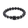 Buddha intagliato Buddha Rose Quartz Tiger Eye Ametista da 8 mm Braccialetti rotondi per perline rotonde Bracciali naturale pietra di lava di perline Bracciale elastico Gioielli