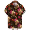 남성용 캐주얼 셔츠 2024 하와이 3D 프린트 셔츠 여름 레트로 5xl 큰 짧은 슬리브 드레스 편안함과 통기성