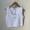 Designer dames tanktop zomer slanke mouwloze camisole tanktop draad borduurwerk logo buitenkleding stretch sporten breier