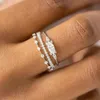 Designer Tiny Small Ring Set for Women Gold Color Cubic Zirconia Midi Finger Rings Wedding Anniversary Jewelry Accessories Gifts white wedding