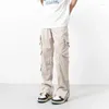 Herrenhosen Baggy mit geradlinigem amerikanischem Stil für Männer trendige Weitbeinlagen-langen Hose Frühlingssportkleidung