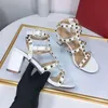 2-Strap 10cm High Heels Sandals Rivets Dress Shoes Valentine Shoes Designer Pointed Toe Patent Leather Women Studded Strappy