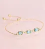 Hutang blu topaz CZ 925 Sterling Silver Link Braccialetti giallo in oro oro gemma bracciale regolabile per le donne 6884618