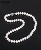 Chokers Shinygem Naturalny 79 mm freashwater Pearl Chocker w pobliżu okrągłych białych kobiet naszyjniki