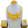 India Nigeria Bride Necklace Bracelet Earring Ring Four piece Jewelry Set