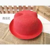 Caps Hats 1-piece Mouse Cat Ear Hat New Summer Style Childrens Sun Hat Straw Hat Country Beach Cute Girl Sun Hat Baby 54cm d240509