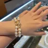 Marque Westwood Double couches Pearl Saturn Magnetic Bracelet Bracelet Womens Classic Full Diamond Planet Nail