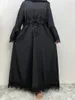 Ethnische Kleidung muslimische lange Kleider Dubai Kimono Abaya für Frauen Applikationen Türkei Bescheidener Robe Araber Sommer Hijab Maxi Kleid marokkanischer Kaftan