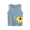 Tシャツ2024夏のニューボーイズタンクトップ漫画タイガーエレファントトップTシャツの子供たちのノースレスOネックコットンTシャツ子供服2-10年l240509