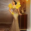 2024 Robes de bal de bal de taille plus luxueuses pour occasions spéciales PromMrile Illusion Manches longues en dentelle perle robe d'anniversaire Deuxième robe de réception AM863