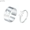 Casal Rings Silver Butterfly Ring Mens Casal Ring Set Infrind E no engajamento da aliança de casamento Open anel 2022 Jóias de tendência WX