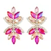 Dangle Earrings Classic Large Flower Drop For Women Elegant Charm Big Green Crystal Wedding Jewelry Accessories Wholesale