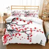 Beddengoed sets Japanse down dekbedovertrek bloeiende kersenbloesembomen kersenbloesems lente bloemen polyester beddengoed full -size/extra grote j240507