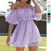 Robes décontractées de base Deux pièces robes wepbel été sexy robe bandeau inclinable couche épaule mode femme couleur