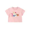 T-shirts 2024 Zomer Babymeisjes en jongens korte mouwen T-shirt Top van de lijn Childrens T-shirt Cartoon Gedrukte pullover Childrens Clothing Korean Stylel240509