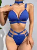 Bras Sets Fashion Sexy Women Suspender Backless Bra Set Spaghetti Strap And Panty Three Point Metal Accessories Fun Underwear