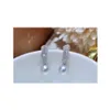 22091701 Diamondbox -Jewelry Boucles d'oreilles Strads Grey Pearl Sterling 925 Silver Rhinestone Zirconia 9 mm Akoya Round Pendant charme Gift 282V