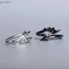 カップルリングエンジェルウィングスカップルリングメンズリトルデビルドラゴン指輪手作り不規則なデザインオープンジュエリーギフトwx
