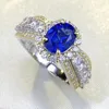 Cluster Rings 2024 S925 Silver 6 8mm French Lace Edge Sapphire Oval Ring Fashion Romantic Style