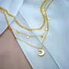 Colliers pendants Langly 316l en acier inoxydable Gold Color Moon Stars Collier For Women Girl Trend 3in1 Chains Couade