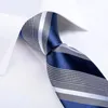 Bow Ties Blue Striped Mens Wedding Accessories Necktie Handkerchief Cufflinks Brooch Pin Gifts For Men Wholesale Items Business 260T