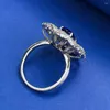 Anelli a grappolo Wong Rain 925 Sterling Silver 6 9 mm Oval Cut Sapphire ad alto diamante in carbonio Anello di fidanzamento gemma per le donne gioielli