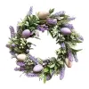 Couronnes Round Pâques Couronne avec œufs pastel Porte d'entrée suspendue Prendants Spring Fenêtre Artificiel Fleur Garland pour la célébration Décor