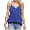 Tanks pour femmes Tops Summer Fashion Sequins Color Couleur Loose Loose Top sexy V Cou couche sans manches Camisole Vest de nuit