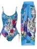 Set di bikini con stampa floreale 2024 da bagno da bagno femminile da bagno da bagno a forma di U e costumi da bagno aperti in stile spiaggia.