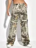 Fagadoer Fashion Camo Pantalon droit imprimé Bouton de taille pour femmes