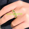 Exquisite Design 18k Gold Plated Cuban Link Round Cubic Zirconia Emerald Green Stone Wedding Ring for Women CZ Jewelry Gift