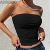 Tanks pour femmes Abingoo 2024 Summer Y2K Streetwear Crops Tops Tee Sans manches Slim Tube Tank Bablé sans dos Sexy Sexy Rucched White Corset Top