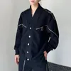 Jackets masculinos Luzhen Belt decoram zíper em splicing design elegante coreano original personalidade moderna roupas de rua lz2511