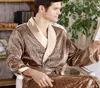 Men039s Upewnik Mężczyźni Silk Silk Bathobe Miękki przytulny koszulę nocną z długim rękawem Onepiece Kimono Bath Suknia nadrukowana szaty domowe satin6014459