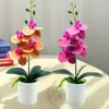 Fleurs décoratives fantaisie fausse bonsaï pas de florissant largement appliquée en PVC de mariage orchidée artificielle fleur avec pot