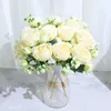 Fleurs décoratives couronnes les plus vendues beaux fleurs de soie artificielle de pavie rose petit bouquet blanc fête à la maison décoration de mariage d'hiver fausses fleurs