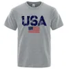 T-shirts masculins Vintage USA Flag Strt Print MA T-shirts hip hop tshirt d'été