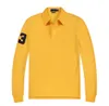 Mens Polos camisas de manga comprida Blusa Design de camiseta de cor sólida Roupos de cor sólida Botão do pescoço Mola e outono Casual Man top Cotton Polo Shirt 1119ess