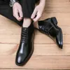 Men Perforated Detail Lace-up Front Boots Business Office Dress Shoes