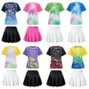 Комплекты одежды Детские девочки для женской теннисной юбки набор спортивных танцевальных костюмов с короткими рукавами для печати