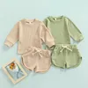 Ensembles de vêtements pour bébé unisexe Baby Kid Set Solid Cotton Waffle Offits Kids Color Half Mancheve Round Cou T-shirt Short