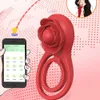 Autres articles de beauté de santé Rose-Toy Bluetooth App Penis Pinis Ring Cockring Vibrator pour hommes Lock Mâle de bite masculine Rings Détolez l'éjaculation S pour le couple Y240503