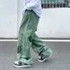 Jeans droit de style harajuku mens y2k streetwear tendance verte pantalon violet décontracté pantalon de jean de jambe large et baggy 240430